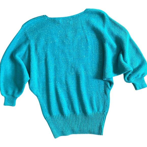 Bonnie Boerer Peacock Appliqué Sweater – Metallic Teal – M - Picture 4 of 8